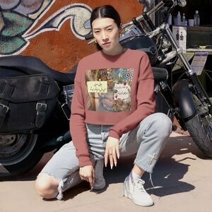patchwork Tehran farsi persian crop top sweatshirt